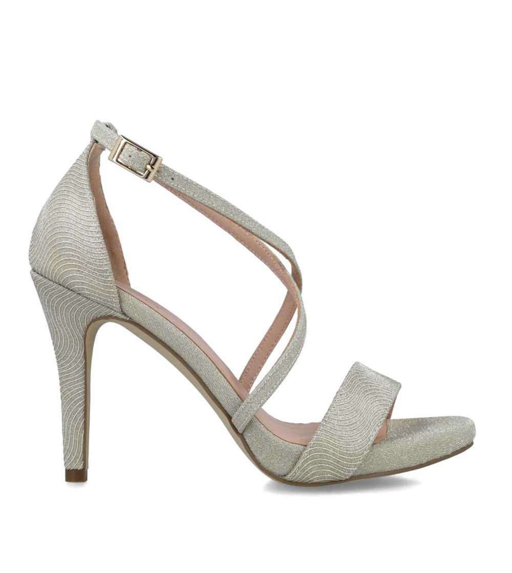 Menbur Sandalo Chiuso Fasce Incrocio Tessuto Glitter Oro