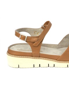 F.lli Tomasi Sandalo Plantare Estraibile Velcro Pelle Sabbia Cuoio