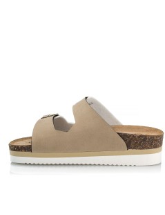 Goldstar Ciabatta Zeppa Media Doppia Fascia Fibbie Platino