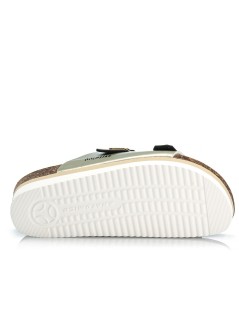 Goldstar Ciabatta Zeppa Media Doppia Fascia Fibbie Platino