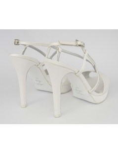 Le Beatrici Sandalo Sposa Tacco Spillo Incrocio Strass Raso Bianco