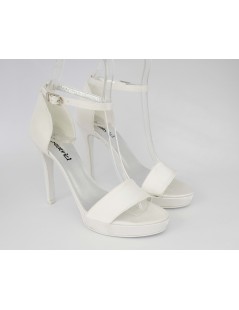Le Beatrici Sandalo Sposa Tacco Alto Braccialetto Chiuso Raso Bianco