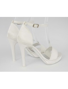 Le Beatrici Sandalo Sposa Tacco Alto Braccialetto Chiuso Raso Bianco