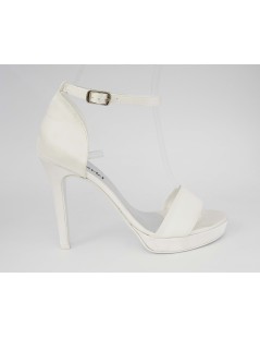 Le Beatrici Sandalo Sposa Tacco Alto Braccialetto Chiuso Raso Bianco