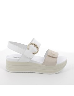 Igi & Co Sandalo Zeppa Doppio Velcro Fibbia Bianco Beige
