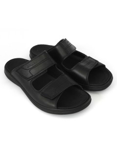 Enval Soft Ciabatta Uomo 2 Velcro Tutto Pelle Nero