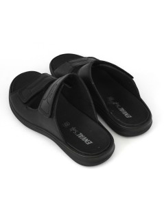 Enval Soft Ciabatta Uomo 2 Velcro Tutto Pelle Nero