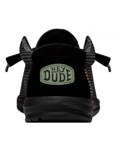 Hey Dude Uomo Wally Vaschetta Lacci Elastici Tessuto Nero