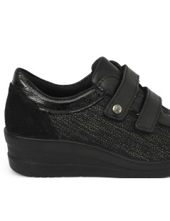 Enval Soft Sneakers Comfort Doppio Velcro Tessuto Elastico Nero