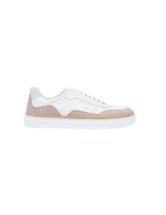 Rossano Bisconti Sneakers Cassetta con Inserti Nabuk Bianco Corda