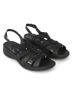 Enval Soft Sandalo Comfort Classico Gabbietta Elastico Nero