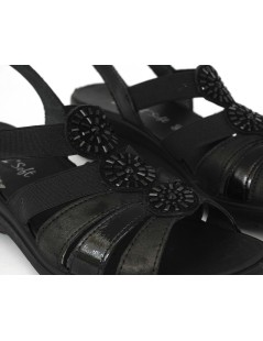 Enval Soft Sandalo Comfort Classico Gabbietta Elastico Nero