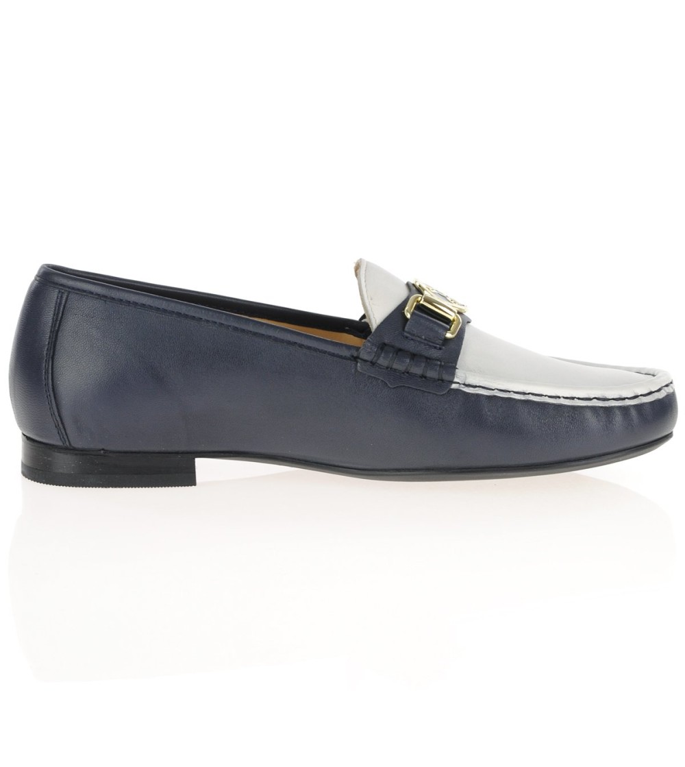 Ara Shoes Mocassino Vaschetta Cucita Morsetto Spilla Bianco Blu