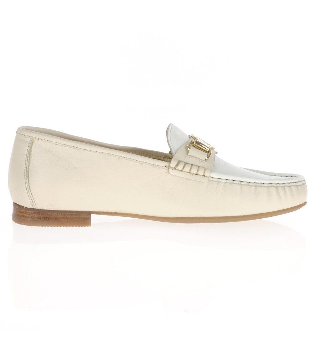Ara Shoes Mocassino Vaschetta Cucita Morsetto Spilla Bianco Beige