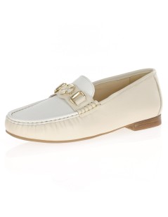 Ara Shoes Mocassino Vaschetta Cucita Morsetto Spilla Bianco Beige