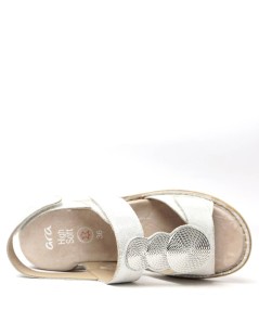 Ara Shoes Sandalo Zeppa 3 Velcri Collo Spille Argento