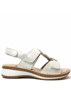 Ara Shoes Sandalo Zeppa 3 Velcri Collo Spille Argento