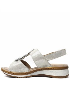 Ara Shoes Sandalo Zeppa 3 Velcri Collo Spille Argento