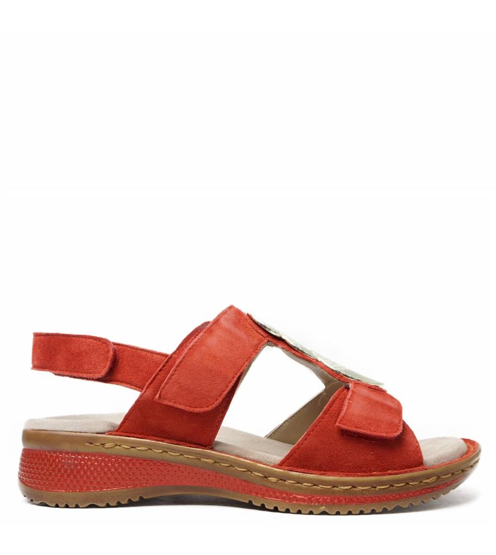 Ara Shoes Sandalo Zeppa 3 Velcri Collo Spille Rosso