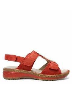 Ara Shoes Sandalo Zeppa 3 Velcri Collo Spille Rosso