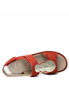 Ara Shoes Sandalo Zeppa 3 Velcri Collo Spille Rosso