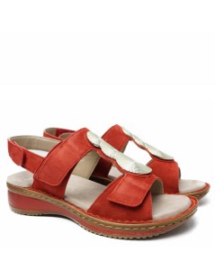 Ara Shoes Sandalo Zeppa 3 Velcri Collo Spille Rosso