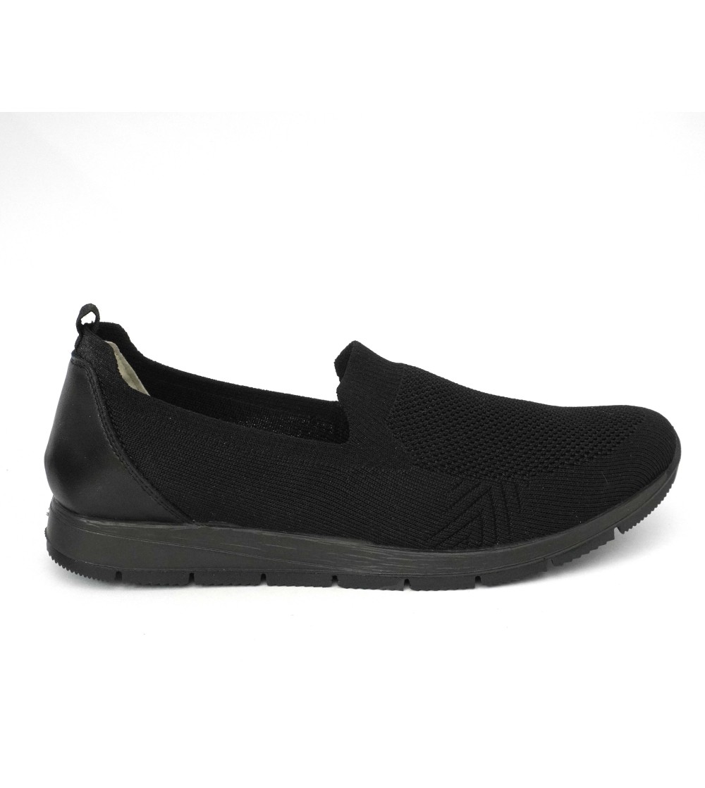 Enval Soft Mocassino Slipon Tessuto Elastico Tutto Nero
