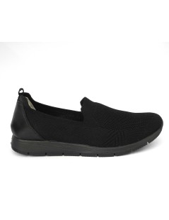 Enval Soft Mocassino Slipon Tessuto Elastico Tutto Nero