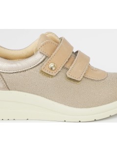 Enval Soft Sneakers Comfort Doppio Velcro Tessuto Elastico Taupe