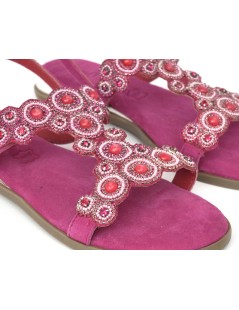 Cayetano Gimenez Sandali Fascette Strass e Pietre Fuxia