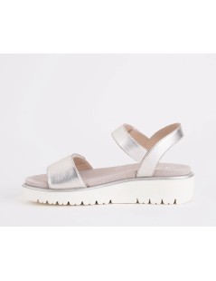 Ara Shoes Sandalo Zeppa Doppio Velcro Plantare Estraibile Platino