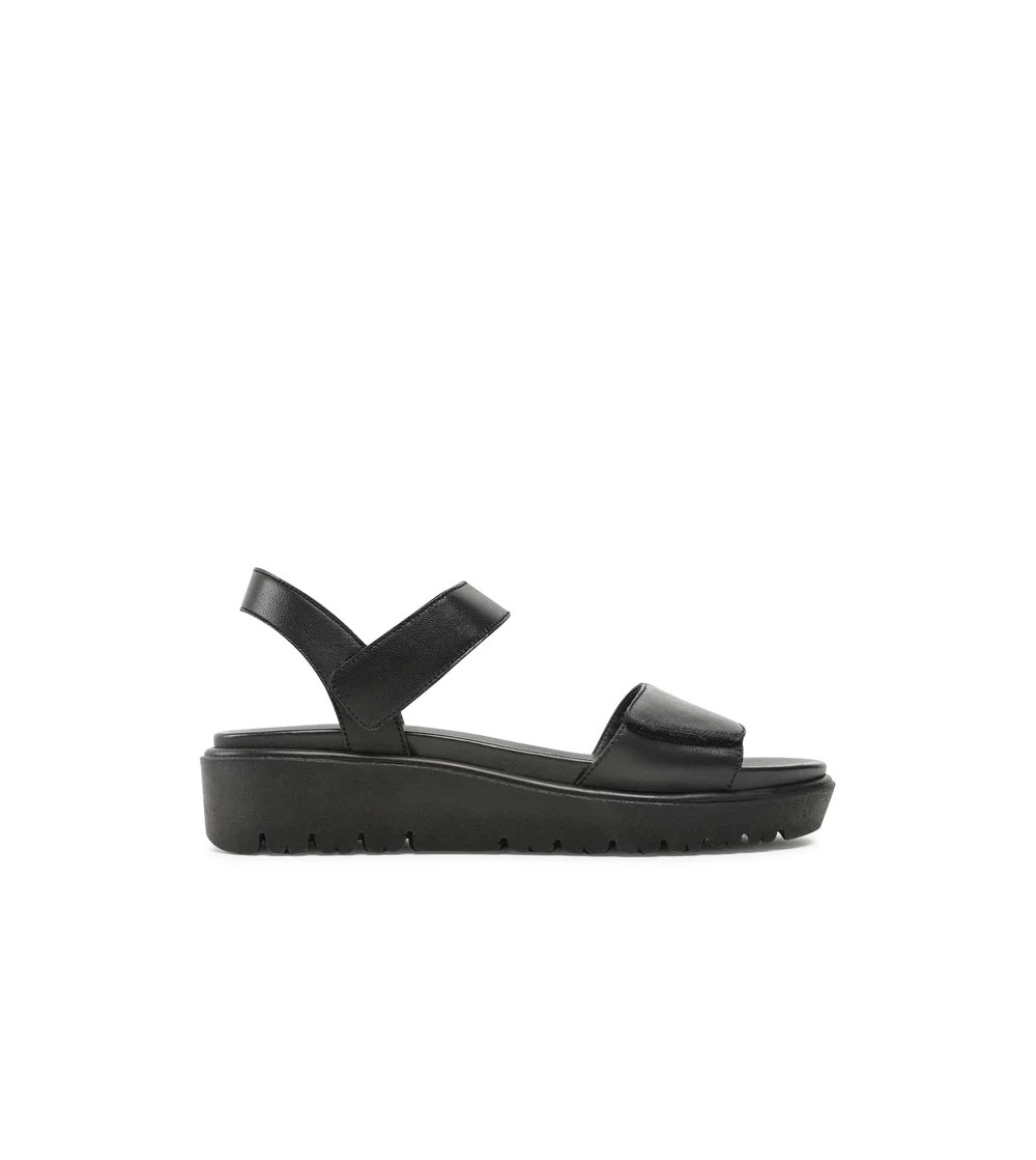 Ara Shoes Sandalo Zeppa Doppio Velcro Plantare Estraibile Nero
