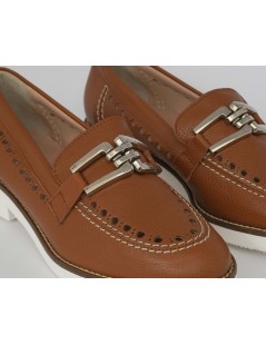 Daniela Rossi Mocassino Traforato Fondo Bianco Pelle Cuoio