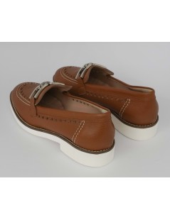 Daniela Rossi Mocassino Traforato Fondo Bianco Pelle Cuoio