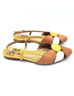Bueno Slingback Ballerina inserti Traforati Giallo