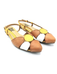 Bueno Slingback Ballerina inserti Traforati Giallo