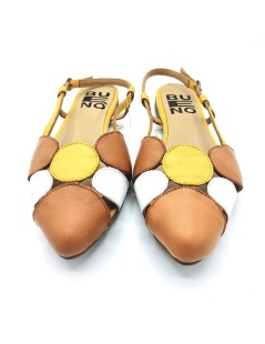 Bueno Slingback Ballerina inserti Traforati Giallo