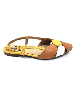 Bueno Slingback Ballerina inserti Traforati Giallo