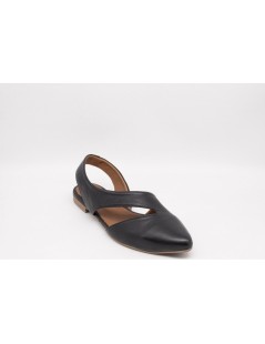 Bueno Ballerina Slingback Tacco Basso Trasversale Nappa Nero