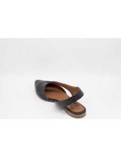 Bueno Ballerina Slingback Tacco Basso Trasversale Nappa Nero