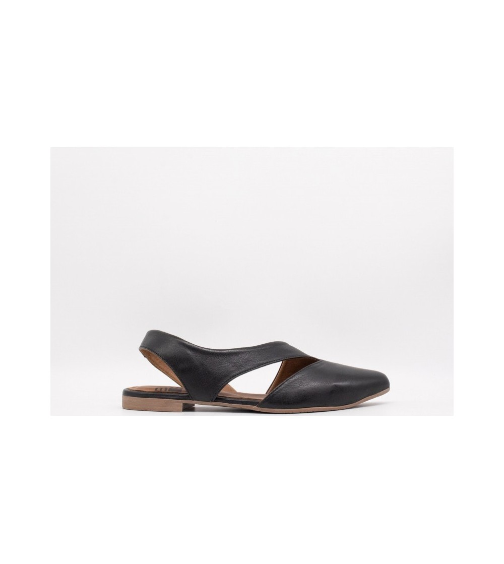 Bueno Ballerina Slingback Tacco Basso Trasversale Nappa Nero