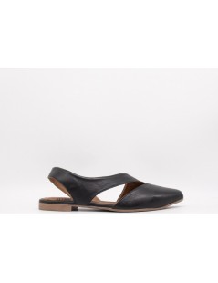 Bueno Ballerina Slingback Tacco Basso Trasversale Nappa Nero