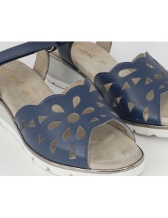 F.lli Tomasi Sandali Comfort Zeppa Braccialetto Traforato Blu