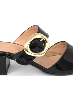 Daniela Rossi Sandalo Ciabattina 2 Fasce Vernice Nero