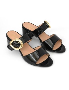 Daniela Rossi Sandalo Ciabattina 2 Fasce Vernice Nero