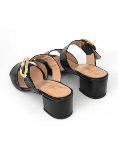 Daniela Rossi Sandalo Ciabattina 2 Fasce Vernice Nero