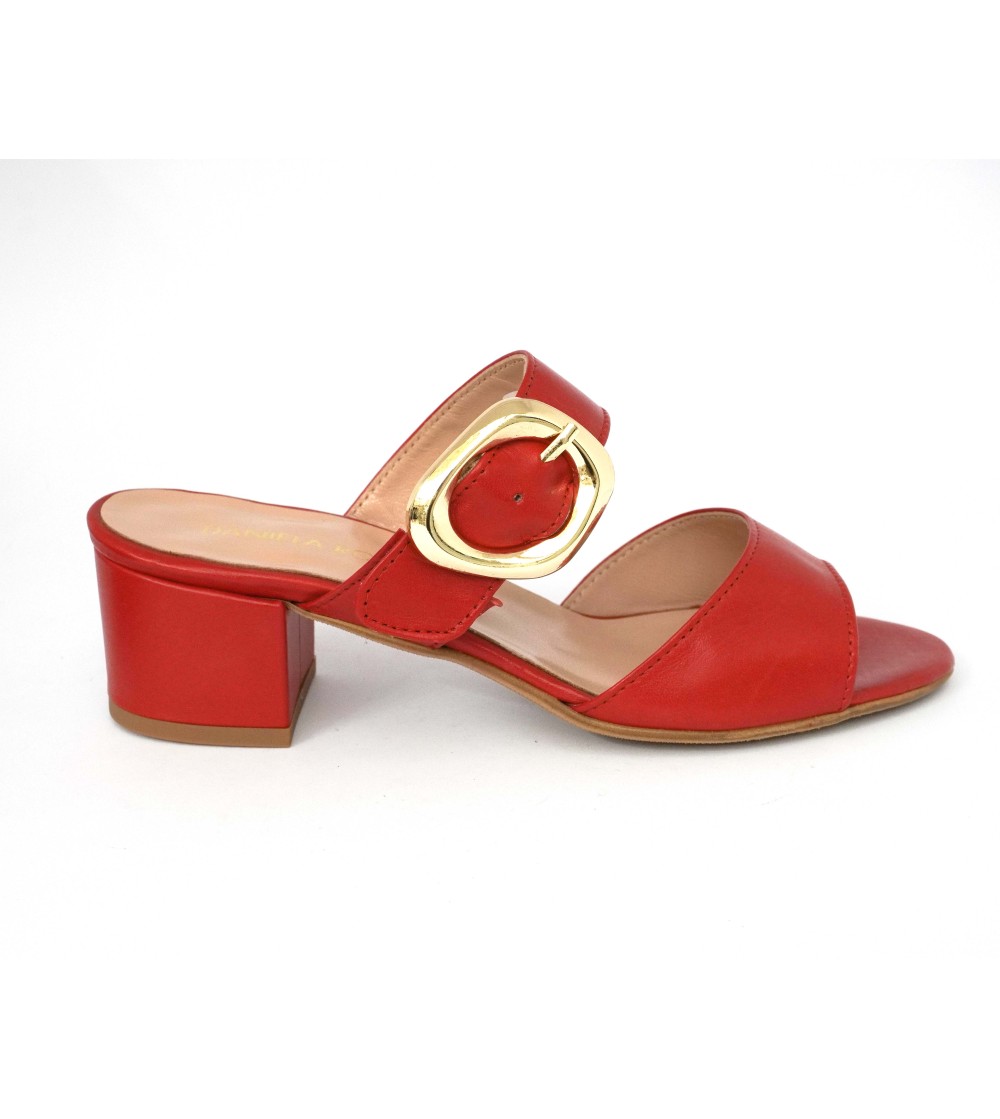 Daniela Rossi Sandalo Ciabattina 2 Fasce Vernice Rosso
