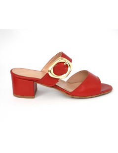 Daniela Rossi Sandalo Ciabattina 2 Fasce Vernice Rosso