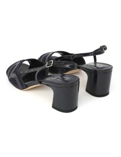 Elata Sandalo Cerimonia Classic Tacco Medio Vernice Glitter Blu Notte