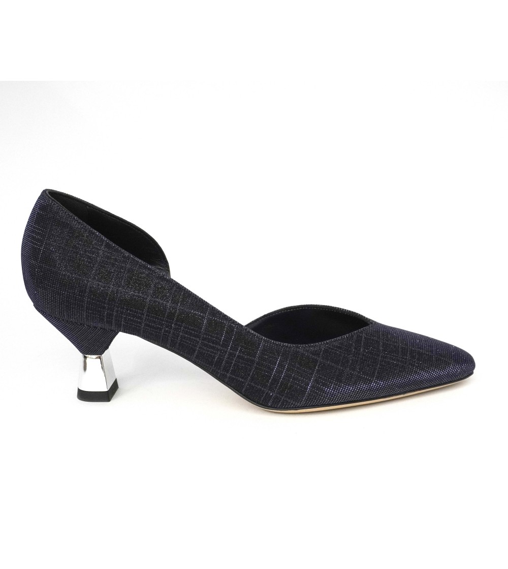 Elata Decollette Tacco Medio Cerimonia Tessuto Glitter Blu